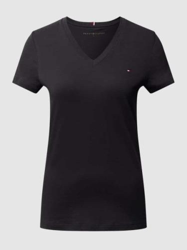 Tommy Hilfiger T-Shirt aus Baumwolle mit Logo-Stickerei in Black, Größ...