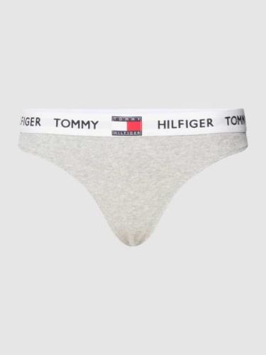 TOMMY HILFIGER String mit Feinripp Modell 'TOMMY' in Hellgrau Melange,...