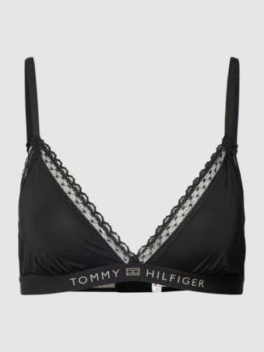 TOMMY HILFIGER Triangel-BH mit Spitzenbesatz in Black, Größe XS
