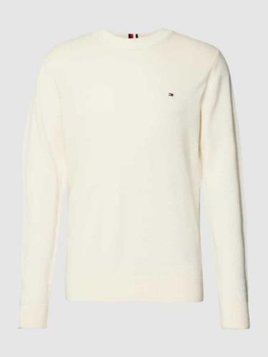 Tommy Hilfiger Strickpullover mit Label-Stitching Modell 'CHAIN' in Of...