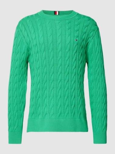 Tommy Hilfiger Strickpullover mit Zopfmuster in Gruen, Größe XXL