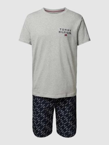 Tommy Hilfiger Pyjama mit Label-Stitching in Hellgrau, Größe S