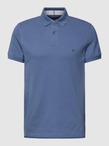 Tommy Hilfiger Poloshirt mit Label-Stitching in Jeansblau, Größe S