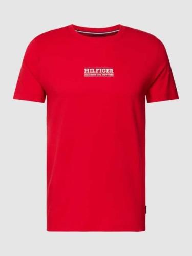Tommy Hilfiger T-Shirt mit Label-Print in Dunkelrot, Größe S
