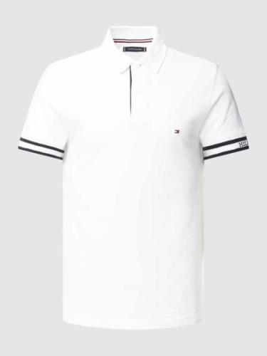 Tommy Hilfiger Slim Fit Poloshirt mit Logo-Stitching in Weiss, Größe M