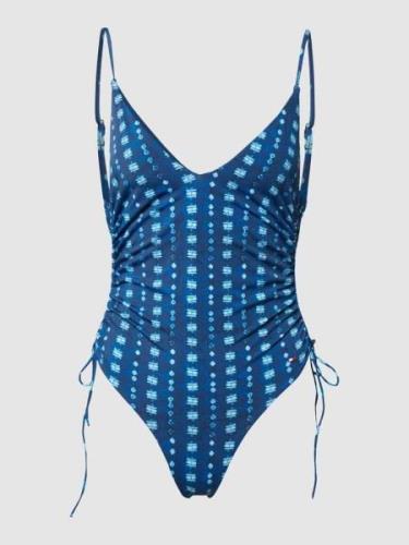 TOMMY HILFIGER Badeanzug mit Allover-Muster in Blau Melange, Größe XS