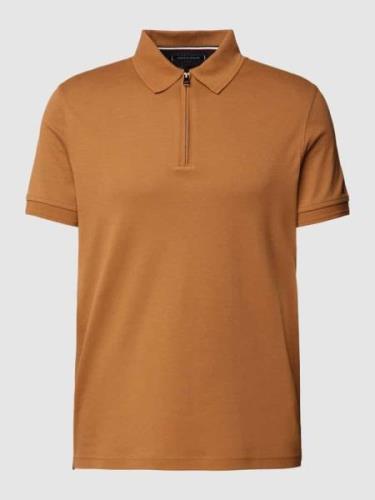 Tommy Hilfiger Slim Fit Poloshirt mit kurzem Reißverschluss in Khaki, ...