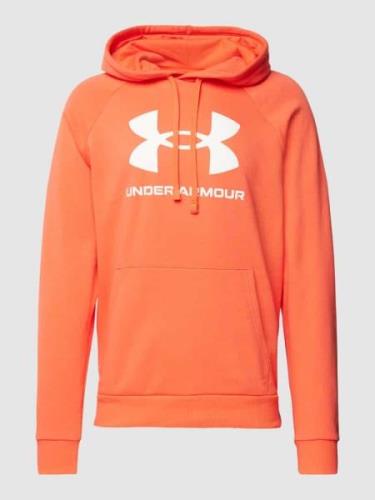 Under Armour Hoodie mit Label-Print Modell 'Rival' in Orange, Größe S