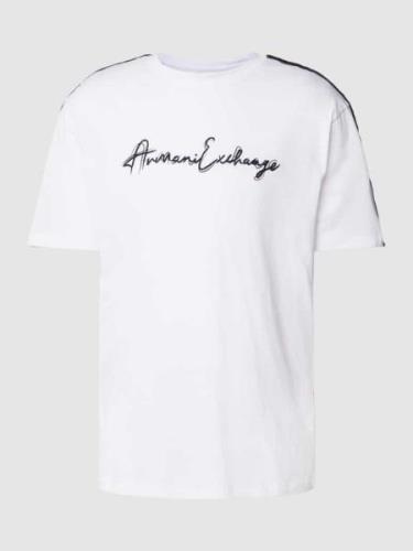 ARMANI EXCHANGE Regular Fit T-Shirt mit Label-Stitching in Weiss, Größ...