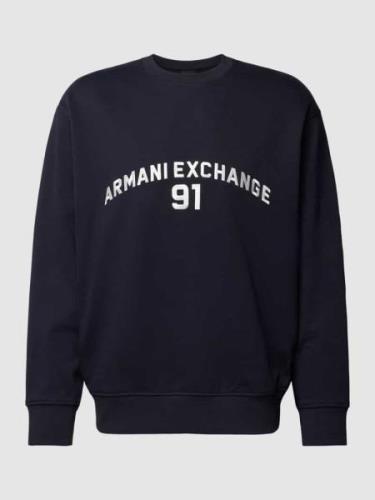 ARMANI EXCHANGE Sweatshirt mit Label-Stitching in Dunkelblau, Größe M