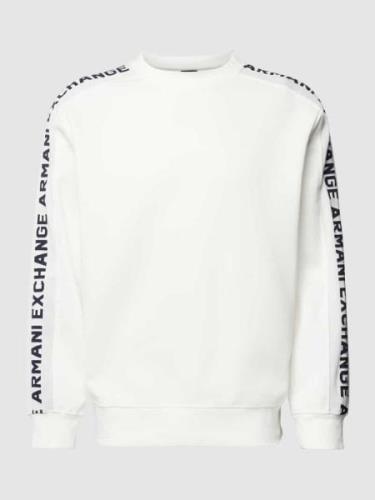 ARMANI EXCHANGE Sweatshirt mit Label-Stitching in Offwhite, Größe XL