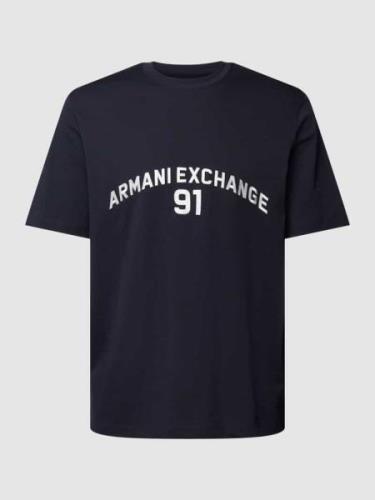 ARMANI EXCHANGE T-Shirt mit Label-Print in Dunkelblau, Größe S