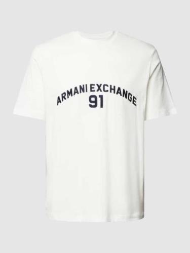 ARMANI EXCHANGE T-Shirt mit Label-Print in Offwhite, Größe XXL