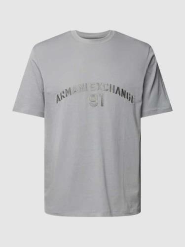 ARMANI EXCHANGE T-Shirt mit Label-Print in Hellgrau, Größe L