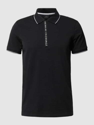 ARMANI EXCHANGE Poloshirt mit Label-Details in Dunkelblau, Größe M