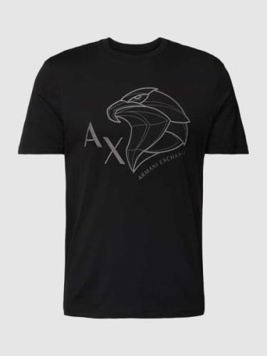 ARMANI EXCHANGE T-Shirt mit Label-Motiv-Stitching in Black, Größe S