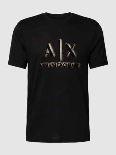 ARMANI EXCHANGE T-Shirt mit Label-Schriftzug in Black, Größe M