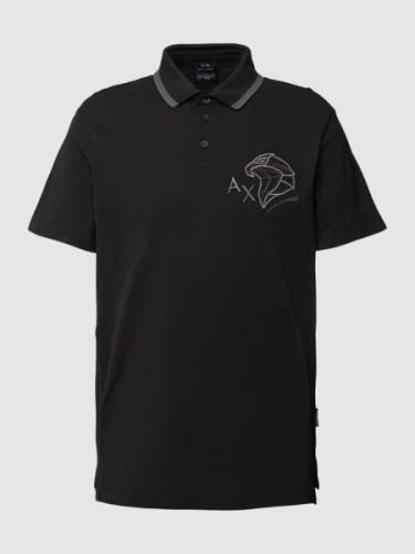 ARMANI EXCHANGE Poloshirt mit Label-Motiv-Stitching in Black, Größe S