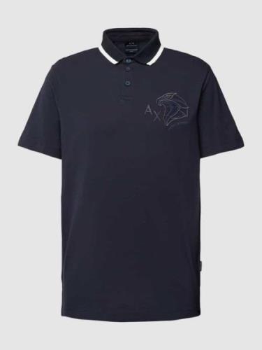 ARMANI EXCHANGE Poloshirt mit Label-Motiv-Stitching in Marine, Größe S