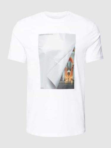 ARMANI EXCHANGE T-Shirt mit Motiv-Print in Weiss, Größe L