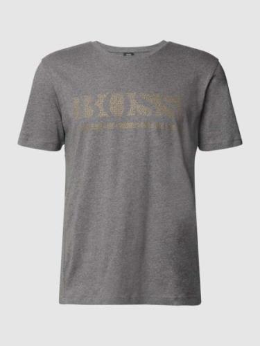 BOSS Green T-Shirt mit Label-Print Modell 'Tee Pixel' in Anthrazit Mel...