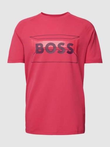 BOSS Green T-Shirt mit Label-Print in Pink, Größe M