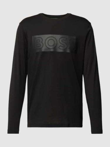 BOSS Green Longsleeve mit Label-Print Modell 'Togn' in Black, Größe L