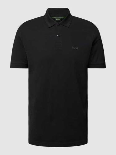 BOSS Green Poloshirt mit Label-Print Modell 'Pio' in Black, Größe L