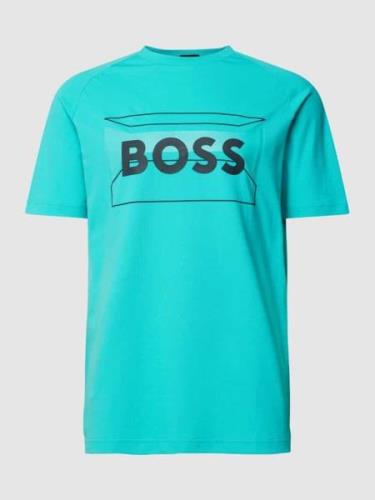 BOSS Green T-Shirt mit Label-Print in Helltuerkis, Größe S