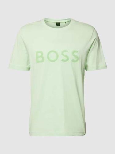 BOSS Green T-Shirt mit Label-Print in Hellgruen, Größe L