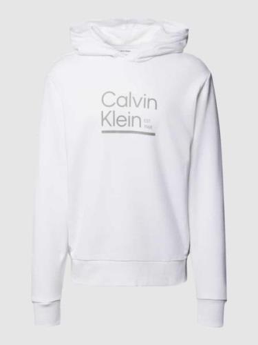 CK Calvin Klein Hoodie mit Label-Print in Weiss, Größe S