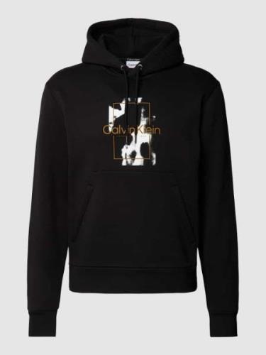 CK Calvin Klein Hoodie mit Label-Print Modell 'CAMO' in Black, Größe S