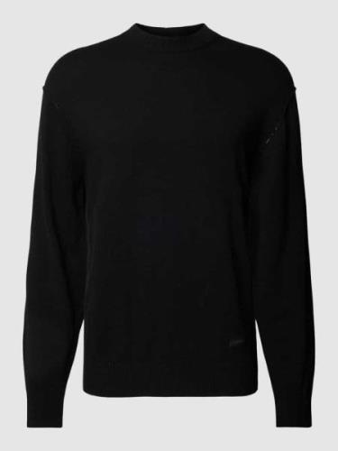 CK Calvin Klein Strickpullover mit Label-Patch in Black, Größe S