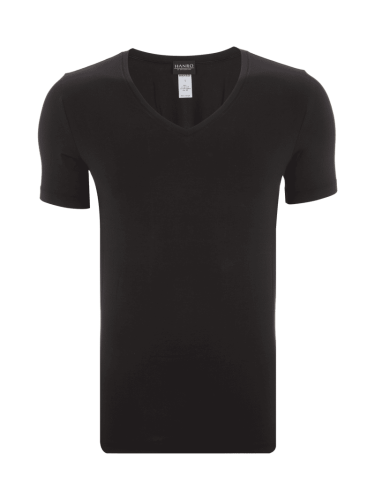 Hanro T-Shirt mit V-Ausschnitt in Black, Größe S