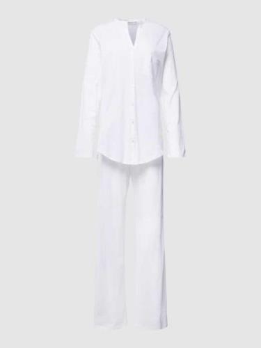 Hanro Pyjama mit Brusttasche in Weiss, Größe S