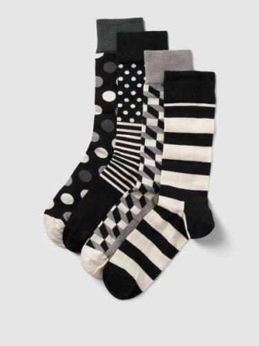 Happy Socks Socken mit Allover-Muster im 4er-Pack Modell 'Classic Blac...