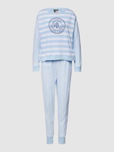 Lauren Ralph Lauren Pyjama mit Label-Print in Blau, Größe XL