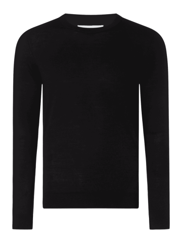 SELECTED HOMME Wollpullover mit Rundhalsausschnitt in Black, Größe M