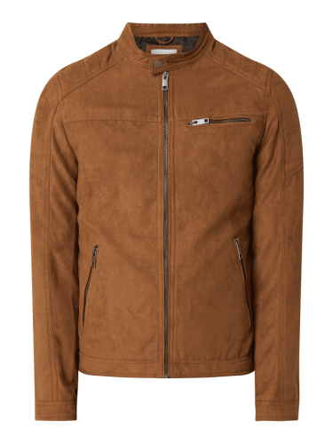 Jack & Jones Jacke mit Biker-Look Modell 'Rocky' in Cognac, Größe XL