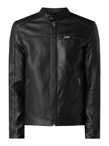 Jack & Jones Jacke mit Biker-Look Modell 'Rocky' in Black, Größe L