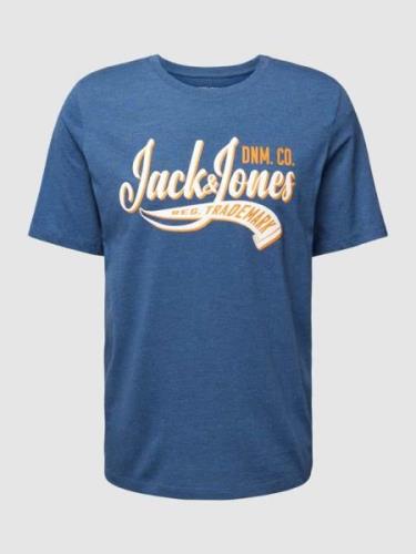 Jack & Jones T-Shirt mit Label-Print in Bleu, Größe L