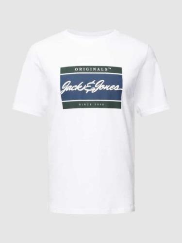 Jack & Jones T-Shirt mit Label-Print Modell 'JORWAYNE' in Weiss, Größe...