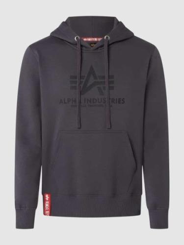 Alpha Industries Hoodie mit Label-Print in Dunkelgrau, Größe S