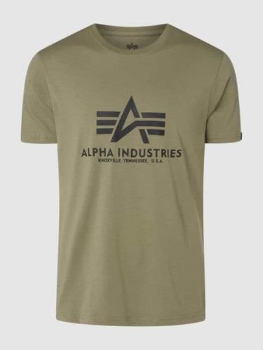 Alpha Industries T-Shirt mit Logo-Print in Oliv, Größe XL