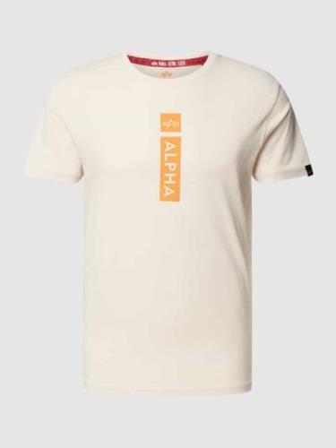 Alpha Industries T-Shirt mit Label-Print in Offwhite, Größe S