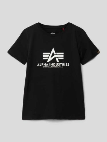 Alpha Industries T-Shirt mit Label-Print Modell 'Basic' in Black, Größ...