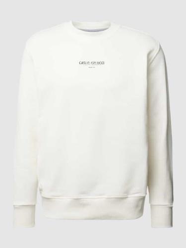 CARLO COLUCCI Sweatshirt mit gerippten Abschlüssen in Offwhite, Größe ...