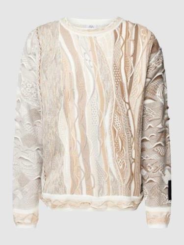 CARLO COLUCCI Pullover mit Allover-Muster in Offwhite, Größe M