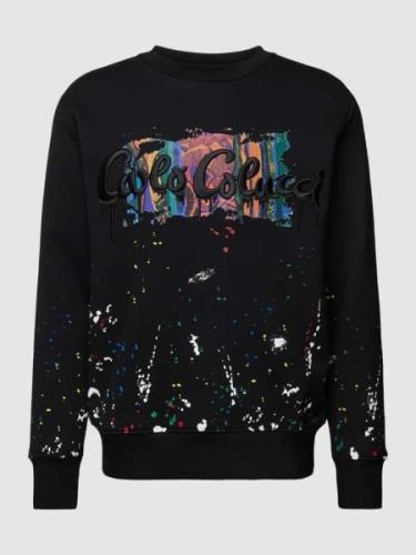 CARLO COLUCCI Sweatshirt mit gerippten Abschlüssen in Black, Größe XL