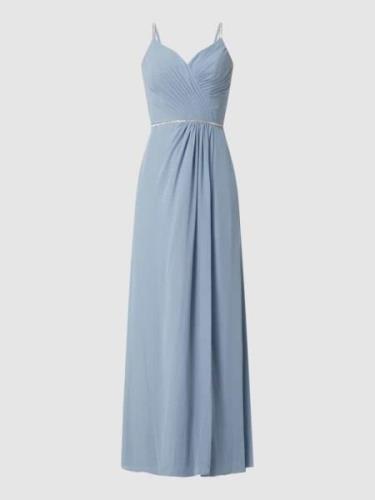 Luxuar Abendkleid mit Ziersteinen in Bleu, Größe 46